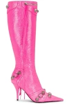 Balenciaga Cagole Pointed-toe Boots In Fluorescent Pink