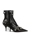 Balenciaga Pointed Toe Ankle Boots With Buckles And Studs In Black