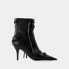 Balenciaga Cagole 50 Ankle Boots In Lamb Leather In Black