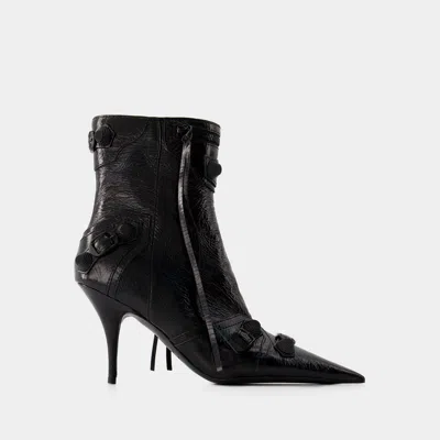 BALENCIAGA CAGOLE BOOTIE H90 ANKLE BOOTS - BALENCIAGA - LEATHER - BLACK