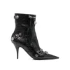 Balenciaga Cagole 50 Ankle Boots In Lamb Leather In Black