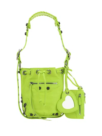 Balenciaga Cagole Bucket Bag In Green