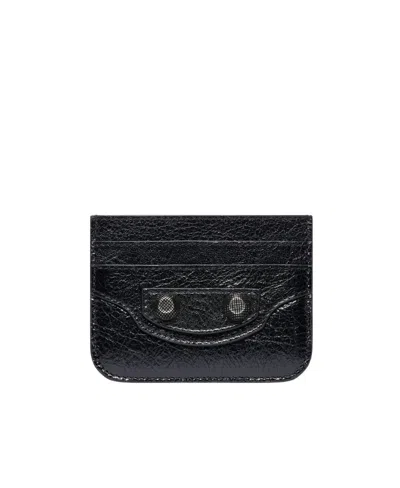 Balenciaga Cagole Crinkled Cardholder In Black