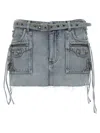 Balenciaga Studded Denim Cagole Mini Skirt In Blue