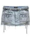 Balenciaga Studded Denim Cagole Mini Skirt In Blue