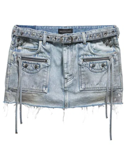 BALENCIAGA BALENCIAGA CAGOLE DENIM MINI SKIRT
