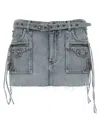 Balenciaga Distressed Denim Mini Skirt Fringes Edge In Blue