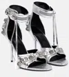 Balenciaga Cagole Embellished Leather Sandals In Silver