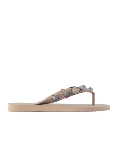 Balenciaga Cagole Embellished Rubber Flip Flops In Gray