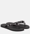 Balenciaga Women Black Rubber Cagole Thong Slippers In Black