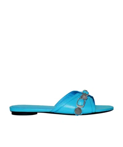 Balenciaga Cagole Flat Sandals In Blue