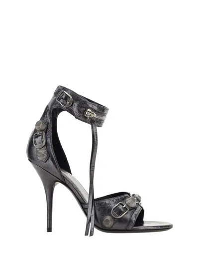 Balenciaga Cagole H110 Sandals In Steel Grey/silver
