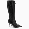 Balenciaga Cagole Leather Pointy-toe Boots In Black