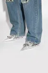 Balenciaga Cagole 90mm Metallic Leather Boots In Silver