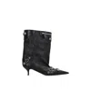 Balenciaga Mid-calf Lambskin Boots With Metallic Accents In Black