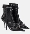 Balenciaga Cagole 50 Ankle Boots In Lamb Leather In Black/pallad Inv