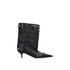 Balenciaga Mid-calf Lambskin Boots With Metallic Accents In Black