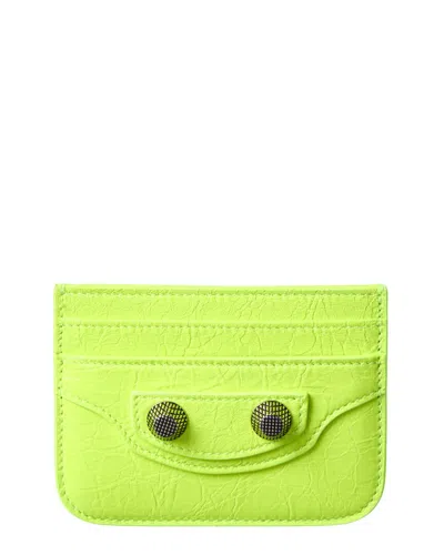 Balenciaga Cagole Leather Card Holder In Green