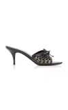 Balenciaga Open Toe Cagole Mules With Lace-up Design 6cm In Black