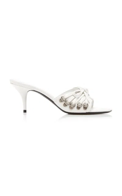 Balenciaga Cagole Leather Corset Sandals In White