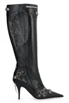 Balenciaga Cagole Leather Pointy-toe Boots In Black