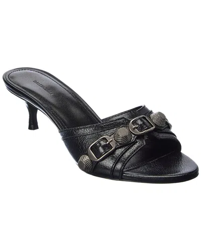 Balenciaga Cagole Leather Sandal In Black