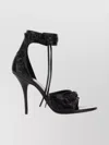 Balenciaga Cagole Leather Sandals Embossed Design In Black