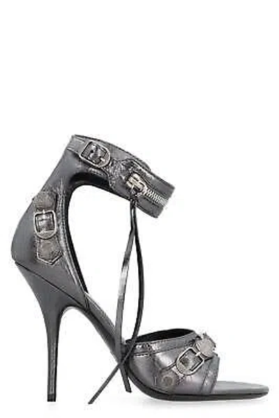 Pre-owned Balenciaga Cagole Leather Sandals In Gray