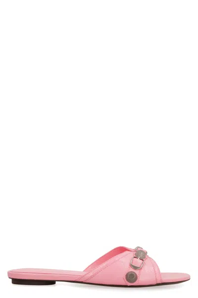 BALENCIAGA CAGOLE LEATHER SLIDES