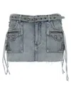 Balenciaga Distressed Denim Mini Skirt Fringes Edge In Gray