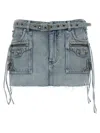 Balenciaga Distressed Denim Mini Skirt Fringes Edge