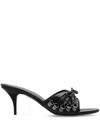 Balenciaga Open Toe Cagole Mules With Lace-up Design 6cm In Schwarz