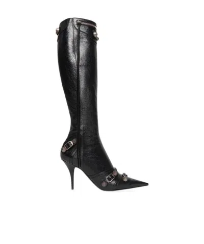Balenciaga Cagole Pointed-toe Boots In Black