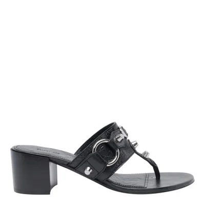 Balenciaga Thong Sandals Block Heel In Black