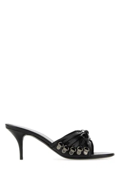 Balenciaga Black Lamb Leather Stiletto Heel Sandals