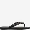 Balenciaga Women Black Rubber Cagole Thong Slippers In Black
