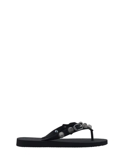 Balenciaga Cagole Sandals In Black/silver