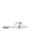 Balenciaga Cagole Studded Leather Sandals In White