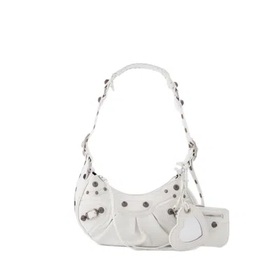 BALENCIAGA BALENCIAGA CAGOLE SHOULDER XS BAG - OPTIC WHITE - LEATHER