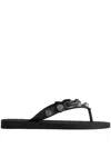 Balenciaga Cagole Flip-flops With Iconic Metal Details In Black