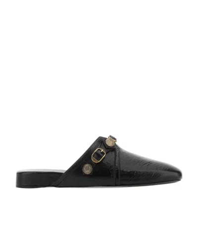 Balenciaga Cozy Cagole Leather Flat Mules In Black