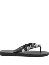 Balenciaga Cagole Flip-flops With Iconic Metal Details In Black