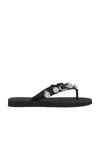 Balenciaga Women Black Rubber Cagole Thong Slippers In Black & Crystal
