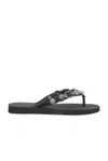 Balenciaga Women Black Rubber Cagole Thong Slippers In Black & Silver