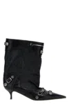 Balenciaga Mid-calf Lambskin Boots With Metallic Accents In Black