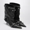 Balenciaga Cagole Wide Black Ankle Boot In Black
