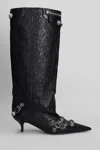 Balenciaga Cagole Wide Boot L50 Low Heels Boots In Black Leather In Black