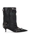 Balenciaga Cagole 50 Mid-calf Boots In Nappa Leather In Black & Silver