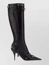 Balenciaga Brushed Leather Cagole Boots With Studs And Zips 10cm In Black