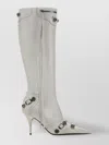Balenciaga Cagole Zip Stud Boots In Gray